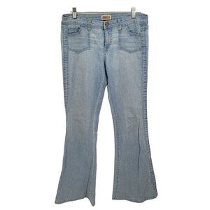 Hart womens 31 faded blue wide leg denim jeans light wash cotton blend 90s